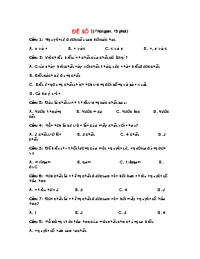 Đề kiểm tra 15 phút môn Hóa học 8 - Đề số 1
